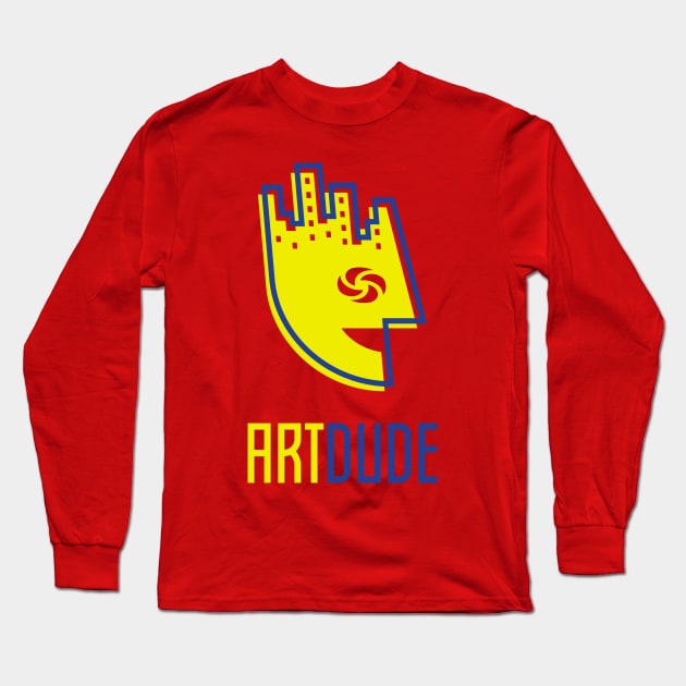 YourArtDude Logo In Yellow And Blue Long Sleeve T-Shirt by yourartdude